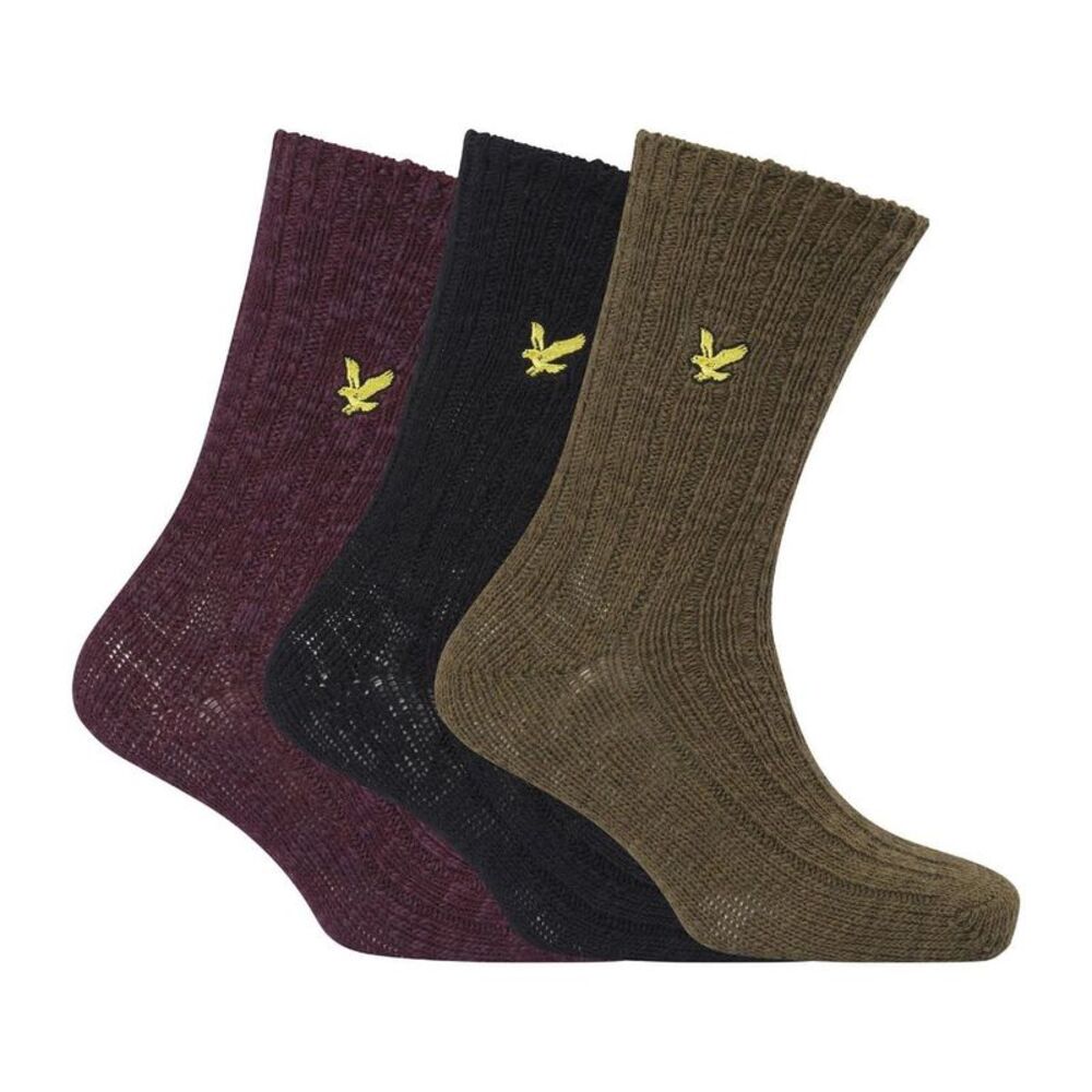 Lyle & Scott Mens Chunky Knit Socks (Pack of 3) / Multicolored
